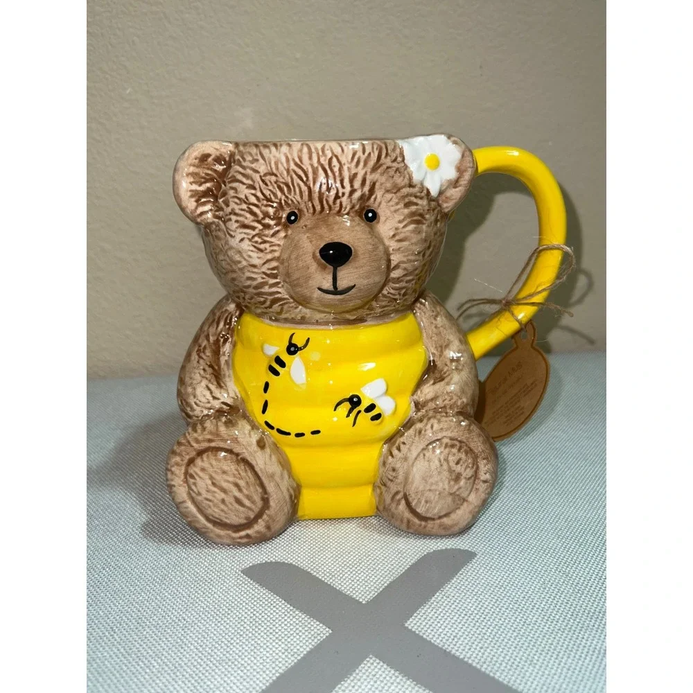 Ceramic Honey Bear Kitchen Set Honey Pot Mug Salt and Pepper Shakers 4 Piece